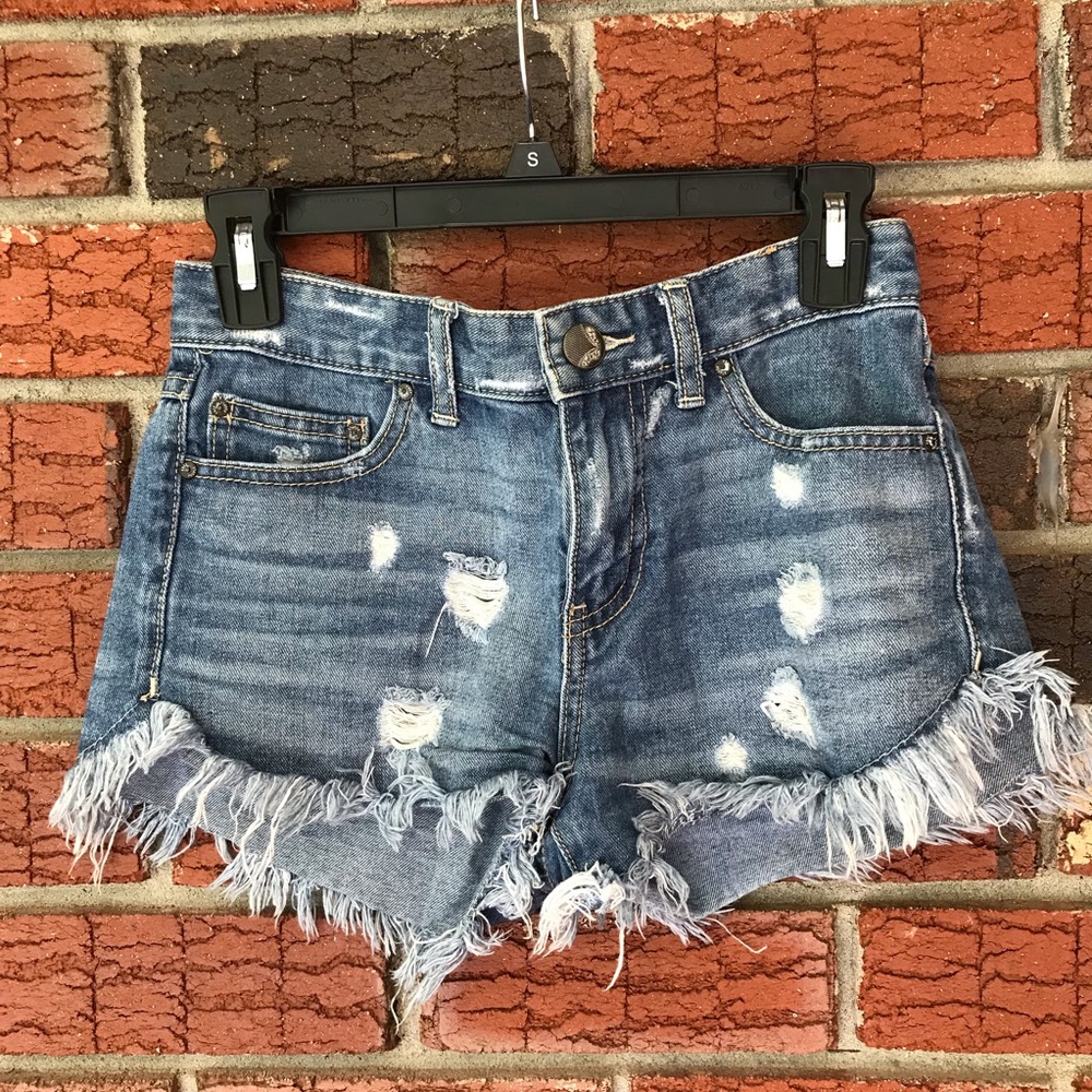 Free People Hi-Rise Destroyed Denim Shorts
